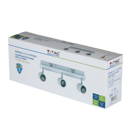 V-TAC Portafaretto LED Triplo da Incasso 3*GU10 e GU5.3 (MR16) Colore Bianco Orientabile