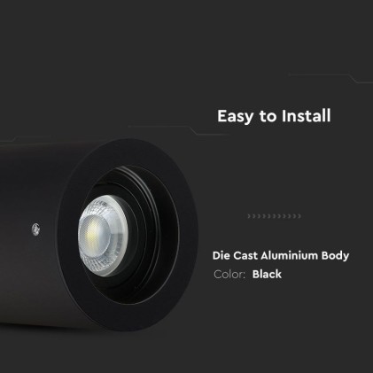 V-TAC Portafaretto LED Montaggio a Plafone Rotondo GU10 e GU5.3 (MR16) Colore Nero Orientabile