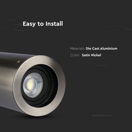 V-TAC Portafaretto LED Montaggio a Plafone Rotondo GU10 e GU5.3 (MR16) Colore Nichel Satinato Orientabile