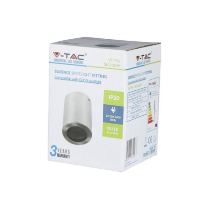 V-TAC Portafaretto LED Montaggio a Plafone Rotondo GU10 e GU5.3 (MR16) Colore Nichel Satinato Orientabile