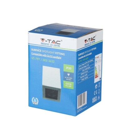 V-TAC Portafaretto LED Montaggio a Plafone GU10 e GU5.3 (MR16) Colore Nichel Satinato Orientabile