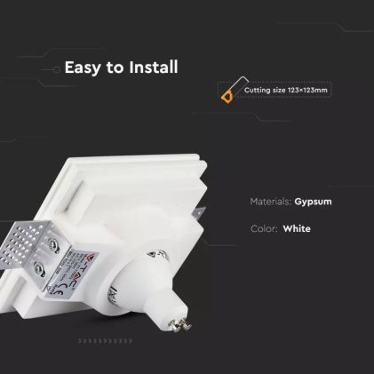 V-TAC Portafaretto LED da Incasso Quadrato GU10 e GU5.3 (MR16) Corpo in Gesso Bianco