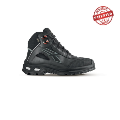 Scarpa antinfortunistica alta Upower Fixed S - Taglia 35 - Pelle pieno fiore morbida, puntale antiabrasione, idrorepellente, fodera in Gore-Tex, protezione S7S CI FO SR - Nero
