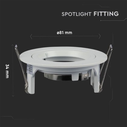 V-TAC Portafaretto LED da Incasso Rotondo GU10 e GU5.3 (MR16) Colore Bianco