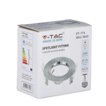 V-TAC Portafaretto LED da Incasso Rotondo GU10 e GU5.3 (MR16) Colore Nichel Satinato
