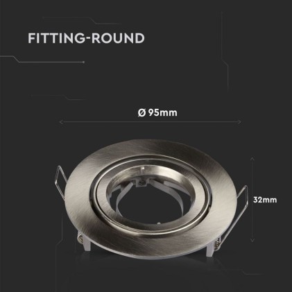 V-TAC Portafaretto LED da Incasso Rotondo GU10 e GU5.3 (MR16) Colore Nichel Satinato Orientabile