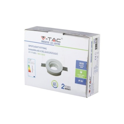 V-TAC Portafaretto LED da Incasso Rotondo GU10 e GU5.3 (MR16) Corpo in Gesso Bianco