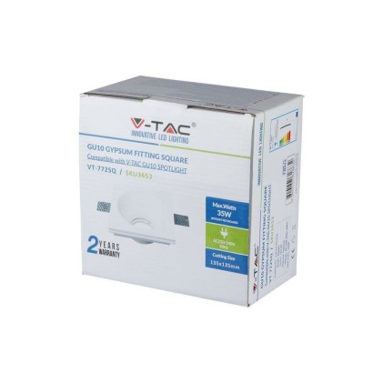 V-TAC Portafaretto LED da Incasso Quadrato GU10 e GU5.3 (MR16) Corpo in Gesso Bianco