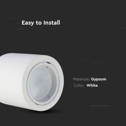 V-TAC Portafaretto LED Montaggio a Plafone Rotondo GU10 e GU5.3 (MR16) Corpo in Gesso Bianco