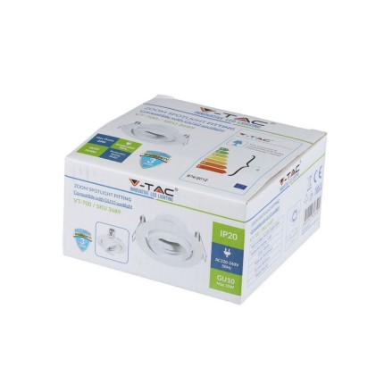 V-TAC Portafaretto LED da Incasso Rotondo GU10 e GU5.3 (MR16) Colore Bianco Orientabile