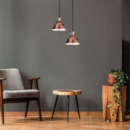 V-TAC Lampadario LED a Cono in Metallo con Portalampada E27 (Max 60W) Colore Oro Rosa a Specchio d: 300mm