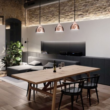 V-TAC Lampadario LED a Goccia in Metallo con Portalampada E27 (Max 60W) Colore Oro Rosa a Specchio d: 230mm