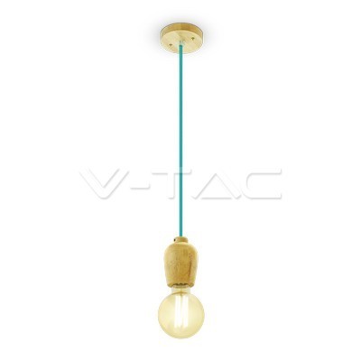 V-TAC VT-7778 Lampadario in legno con portalampada per lampadine E27 - Colore corda blu - SKU 3722