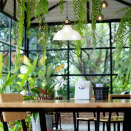 V-TAC Lampadario LED in Vetro e Metallo con Portalampada E27 (Max 60W) Colore Trasparente d: 245mm