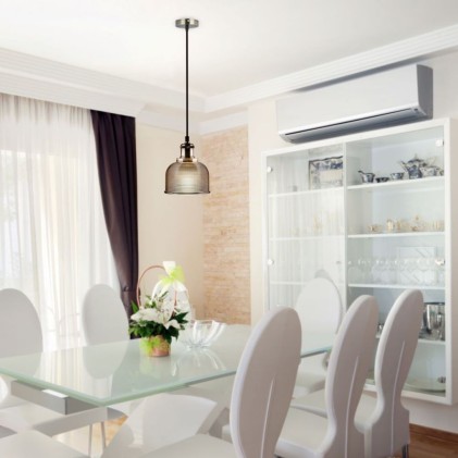 V-TAC Lampadario LED Alveolare in Vetro con Portalampada E27 (Max 60W) Colore Ambrato