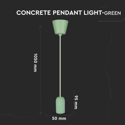 V-TAC Lampadario LED a Cilindro in Calcestruzzo con Portalampada E27 (Max 60W) Colore Verde