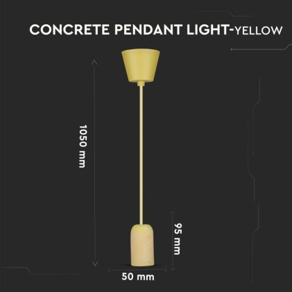 V-TAC Lampadario LED a Cilindro in Calcestruzzo con Portalampada E27 (Max 60W) Colore Giallo