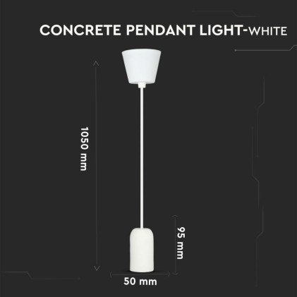 V-TAC Lampadario LED a Cilindro in Calcestruzzo con Portalampada E27 (Max 60W) Colore Bianco