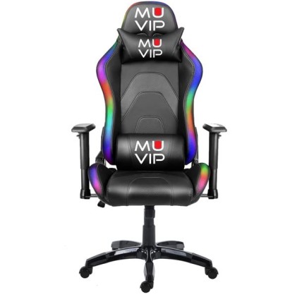 Sedia Gaming Muvip PRO700 RGB - Braccioli Regolabili - Altezza Regolabile - Cuscino Lombare e Poggiatesta - Pistone Classe 2 - Colore Nero