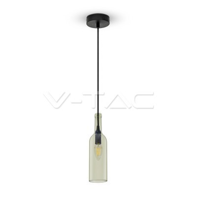 V-TAC VT-7558 Lampadario in vetro a forma di bottiglia con portalampada per lampadine E14 - Colore trasparente - SKU 3771