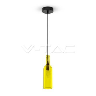 V-TAC VT-7558 Lampadario in vetro a forma di bottiglia con portalampada per lampadine E14 - Colore giallo - SKU 3773