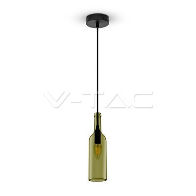 V-TAC VT-7558 Lampadario in vetro a forma di bottiglia con portalampada per lampadine E14 - Colore grigio - SKU 3775
