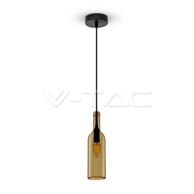 V-TAC VT-7558 Lampadario in vetro a forma di bottiglia con portalampada per lampadine E14 - Colore marrone - SKU 3776
