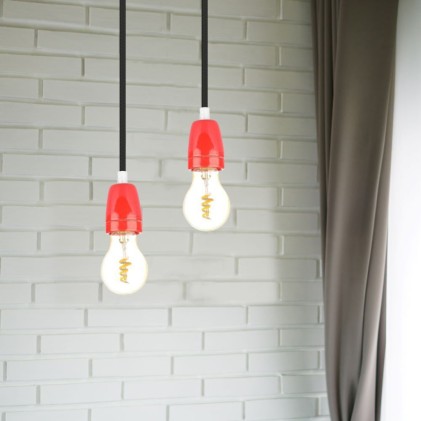 V-TAC Portalampada in Porcellana E27 (Max 60W) Colore Rosso