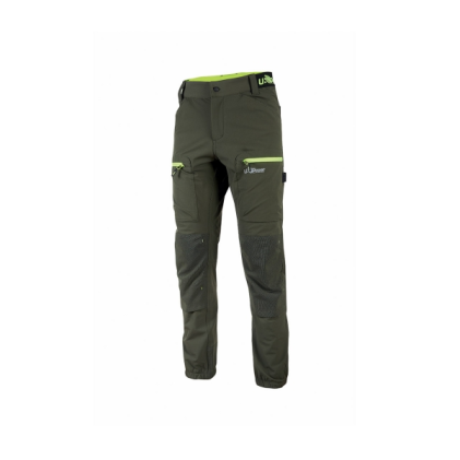 Pantaloni da lavoro estivi Upower Harmony - Taglia M - Taglio jogging, impermeabili, ad asciugatura rapida, tasche multiple, dettagli riflettenti - Verde scuro