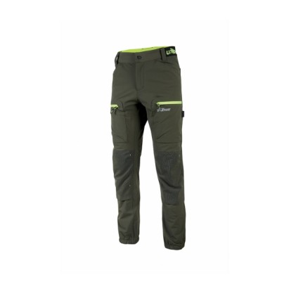 Pantaloni da lavoro estivi Upower Harmony - Taglia XL - Taglio sportivo, impermeabili, ad asciugatura rapida, con tasche multiple e dettagli riflettenti - Verde scuro