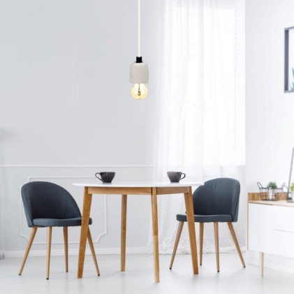 V-TAC Portalampada in Porcellana E27 (Max 60W) Colore Bianco e Cavo in Corda