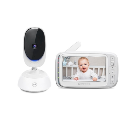 Baby monitor Motorola Nursery VM75 con telecamera - Suoni di ninna nanna - Comunicazione bidirezionale - Display da 5" - Sensore di temperatura - Bianco
