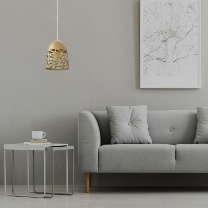 V-TAC Lampadario LED a Campana in Metallo Satinato con Portalampada E27 (Max 60W) Colore Oro Champagne