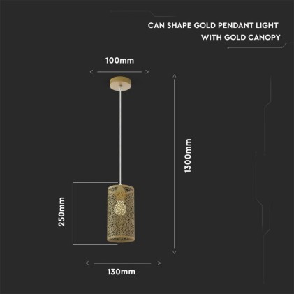 V-TAC Lampadario LED a Cilindro Alveolare in Metallo Satinato con Portalampada E27 (Max 60W) Colore Oro Champagne