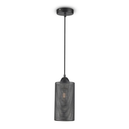 V-TAC Lampadario LED a Cilindro in Metallo con Portalampada E27 (Max 60W) Colore Nero Opaco