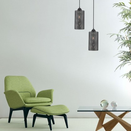 V-TAC Lampadario LED a Cilindro in Metallo con Portalampada E27 (Max 60W) Colore Nero Opaco