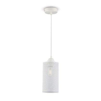 V-TAC Lampadario LED a Cilindro in Metallo con Portalampada E27 (Max 60W) Colore Bianco Opaco