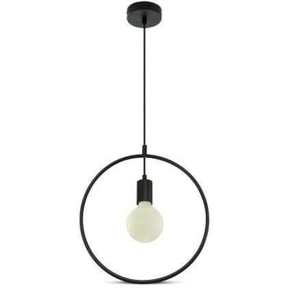 V-TAC Lampadario LED a Cerchio in Metallo con Portalampada E27 (Max 60W) Colore Nero Opaco