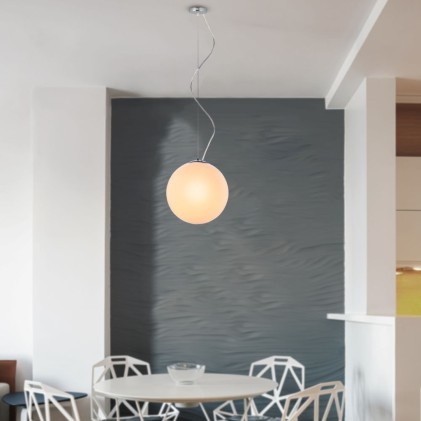 V-TAC Lampadario LED a Sfera in Metallo e vetro con Portalampada E27 (Max 60W) Colore Bianco e Attacco Cromato