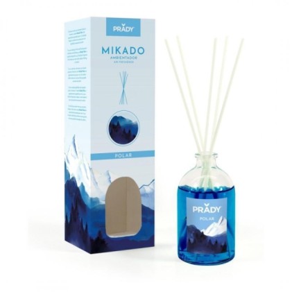 Deodorante per ambienti Prady Polar Mikado - Flacone in vetro da 100 ml e bastoncini diffusori