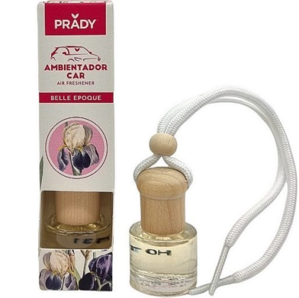 Deodorante per auto Prady Belle Epoque - Flacone in vetro da 6 ml e cordino per specchietto retrovisore