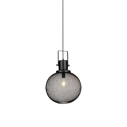 V-TAC Lampadario LED a Sfera e Rete in Metallo con Portalampada E27 (Max 60W) Colore Nero