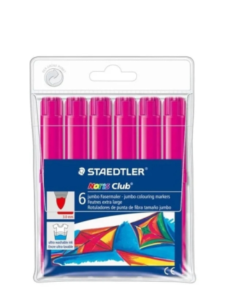 Staedtler Noris Jumbo 340 Confezione da 6 pennarelli Jumbo - Punta in fibra - Tratto da 3 mm - Cappuccio ventilato - Colore magenta