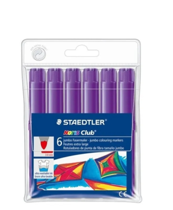 Staedtler Noris Jumbo 340 Confezione da 6 pennarelli Jumbo - Punta in fibra - Tratto da 3 mm - Cappuccio ventilato - Colore viola