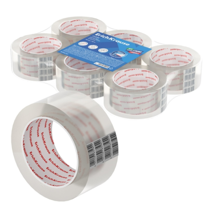 Nastro da imballaggio Erichkrause - Misure 48 mm x 50 m - Adesivo ad alta aderenza - Facile da tagliare - Trasparente