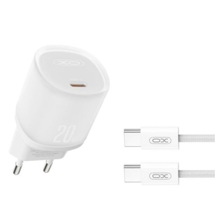 Adattatore di alimentazione XO L143 da 20 W - USB-C - PD 3.0 e QC 3.0 - Include cavo USB-C - Bianco