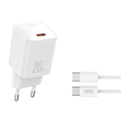 Adattatore di alimentazione XO L146 da 20 W - USB-C - PD 3.0 e QC 3.0 - Include cavo USB-C - Bianco