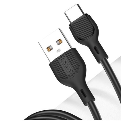 Cavo XO NB200TC1 da USB-A maschio a USB-C - Ricarica e trasferimento dati ad alta velocit&agrave; - 2,1 A - 1 m - Nero