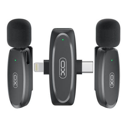 Microfono lavalier wireless XO MKF10 - Connettore tipo C e Lightning - Nero