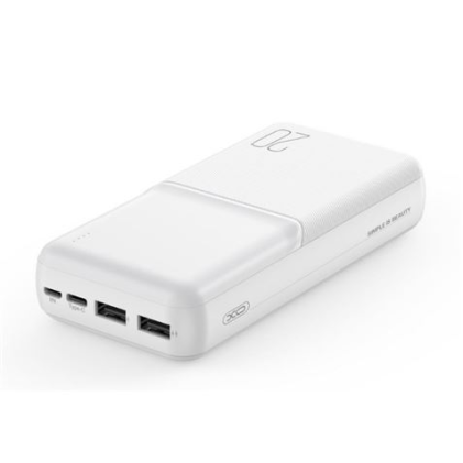 XO PR252 Powerbank 20000mAh - USB-A, USB-C e Lightning - Bianco